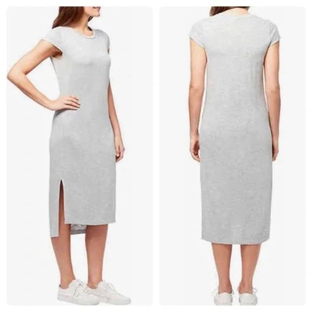 JESSICA SIMPSON  Brees Cap Sleeve Crewneck T-Shirt Maxi Heather Gray Size L